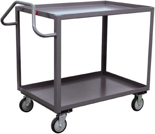 Jamco - 1,200 Lb Capacity, 30" Wide x 60" Long x 35" High Ergonomic Utility Cart - 2 Shelf, Steel, 2 Rigid/2 Swivel Casters - USA Tool & Supply