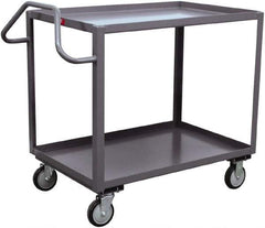 Jamco - 1,200 Lb Capacity, 30" Wide x 36" Long x 35" High Ergonomic Utility Cart - 2 Shelf, Steel, 2 Rigid/2 Swivel Casters - USA Tool & Supply