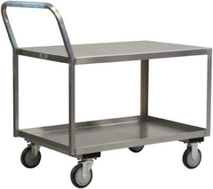 Jamco - 1,200 Lb Capacity, 24" Wide x 36" Long x 27" High Shelf Cart - 2 Shelf, Stainless Steel, 2 Rigid/2 Swivel Casters - USA Tool & Supply