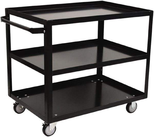 Jamco - 800 Lb Capacity, 24" Wide x 48" Long x 33" High Shelf Cart - 3 Shelf, Steel, 2 Rigid/2 Swivel Casters - USA Tool & Supply