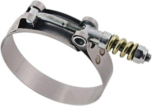 IDEAL TRIDON - 3-1/2 to 3-13/16" Hose, 3/4" Wide, T-Bolt Spring Loaded Clamp - 3-1/2 to 3-13/16" Diam, Stainless Steel - USA Tool & Supply