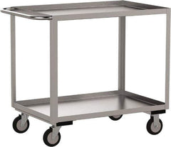 Jamco - 1,200 Lb Capacity, 18" Wide x 24" Long x 35" High Service Cart - 2 Shelf, Stainless Steel, 2 Rigid/2 Swivel Casters - USA Tool & Supply