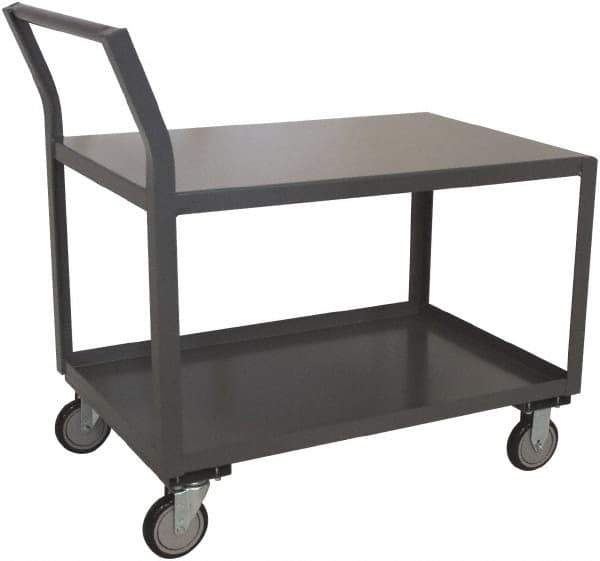 Jamco - 1,200 Lb Capacity, 30" Wide x 36" Long x 27" High Shelf Cart - 2 Shelf, Steel, 2 Rigid/2 Swivel Casters - USA Tool & Supply