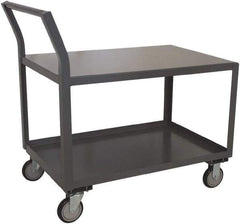 Jamco - 1,200 Lb Capacity, 18" Wide x 36" Long x 27" High Shelf Cart - 2 Shelf, Steel, 2 Rigid/2 Swivel Casters - USA Tool & Supply