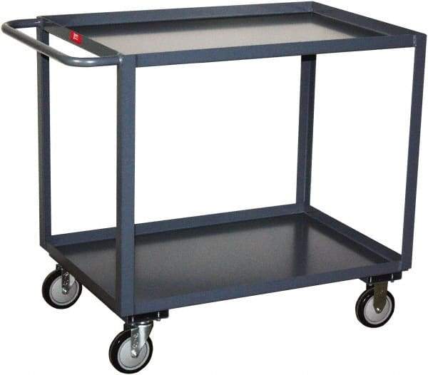 Jamco - 1,200 Lb Capacity, 18" Wide x 36" Long x 35" High Service Cart - 2 Shelf, Steel, 2 Rigid/2 Swivel Casters - USA Tool & Supply