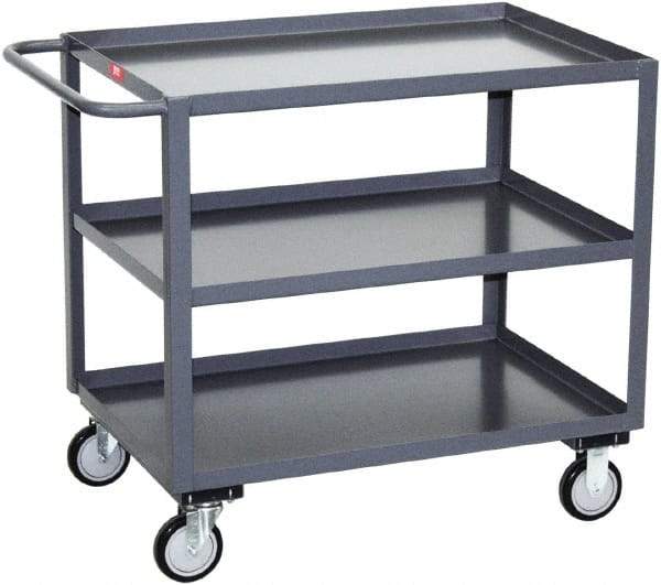 Jamco - 1,200 Lb Capacity, 18" Wide x 24" Long x 35" High Service Cart - 3 Shelf, Steel, 2 Rigid/2 Swivel Casters - USA Tool & Supply