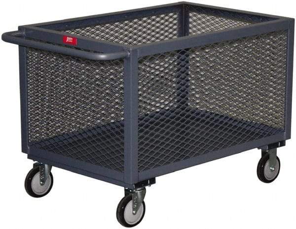 Jamco - 1,200 Lb Capacity, 1 Shelf, 4-Sided Steel Mesh Stock Truck - 24" Long x 48" Wide x 31" High, 8" Diam Wheels - USA Tool & Supply