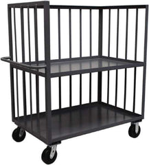 Jamco - 2,000 Lb Capacity, 2 Shelf, 3-Sided Steel Truck - 36" Long x 24" Wide x 57" High, 6" Diam Phenolic Resin Wheels - USA Tool & Supply
