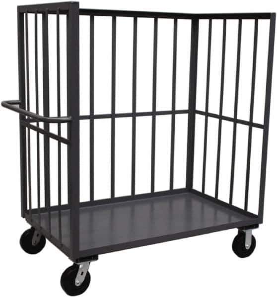 Jamco - 2,000 Lb Capacity, 1 Shelf, 3-Sided Steel Slat Truck - 60" Long x 24" Wide x 57" High, 6" Diam Phenolic Wheels - USA Tool & Supply