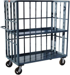 Jamco - 3,000 Lb Capacity, 2 Shelf, 3-Sided Steel Slat Truck - 60" Long x 30" Wide x 57" High, 6" Diam Phenolic Wheels - USA Tool & Supply