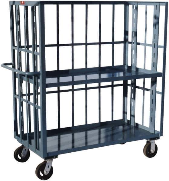 Jamco - 3,000 Lb Capacity, 2 Shelf, 3-Sided Steel Slat Truck - 48" Long x 24" Wide x 57" High, 6" Diam Phenolic Wheels - USA Tool & Supply