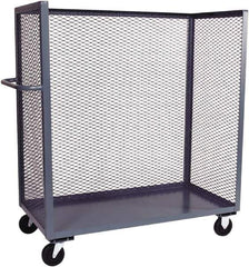 Jamco - 2,000 Lb Capacity, 1 Shelf, 3-Sided Steel Mesh Stock Truck - 48" Long x 30" Wide x 57" High, 6" Diam Phenolic Wheels - USA Tool & Supply