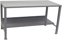 Jamco - 72 Wide x 36" Deep x 34" High, Steel Workbench - Flat Top, Fixed Legs, Gray - USA Tool & Supply