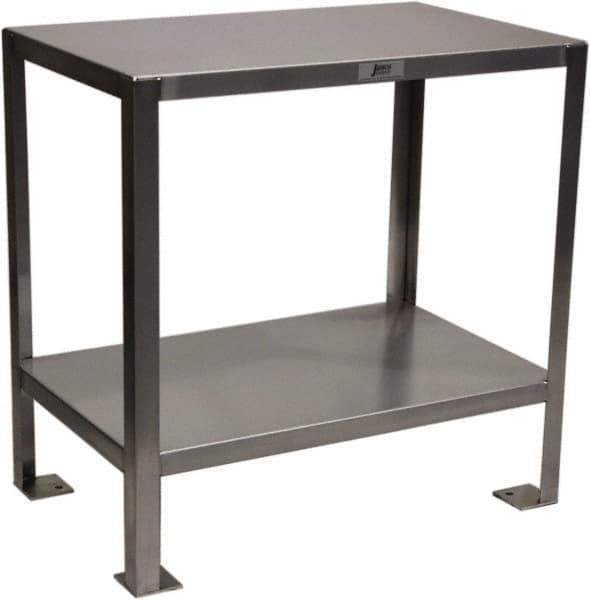 Jamco - 24 Wide x 18" Deep x 30" High, Stainless Steel Work Stand - Flat Top, Fixed Legs, Stainless - USA Tool & Supply