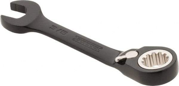 Proto - 3/8" 12 Point Offset Combination Wrench - 15° Offset Angle, 3-3/4" OAL, Steel, Black Chrome Finish - USA Tool & Supply