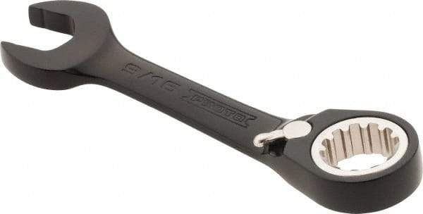 Proto - 9/16" 12 Point Offset Combination Wrench - 15° Offset Angle, 4-1/2" OAL, Steel, Black Chrome Finish - USA Tool & Supply