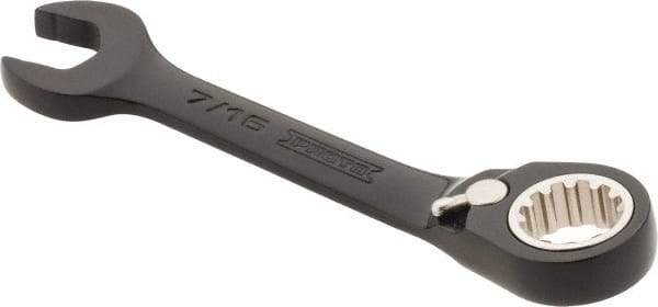 Proto - 7/16" 12 Point Offset Combination Wrench - 15° Offset Angle, 4" OAL, Steel, Black Chrome Finish - USA Tool & Supply