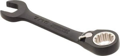 Proto - 7/16" 12 Point Offset Combination Wrench - 15° Offset Angle, 4" OAL, Steel, Black Chrome Finish - USA Tool & Supply