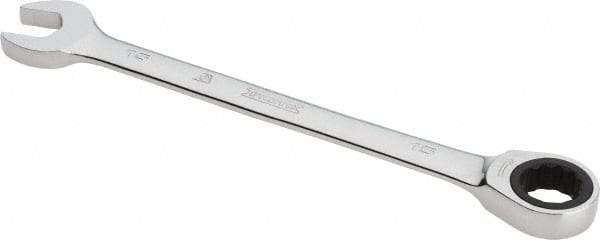 Proto - 15mm 12 Point Combination Wrench - 0° Offset Angle, 7-7/8" OAL, Steel, Chrome Finish - USA Tool & Supply