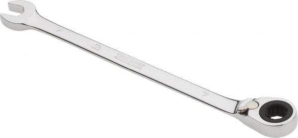 Proto - 7mm 12 Point Combination Wrench - 0° Offset Angle, 5-1/2" OAL, Steel, Chrome Finish - USA Tool & Supply