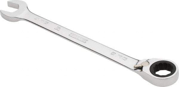 Proto - 9/16" 12 Point Combination Wrench - 0° Offset Angle, 7-1/2" OAL, Steel, Chrome Finish - USA Tool & Supply