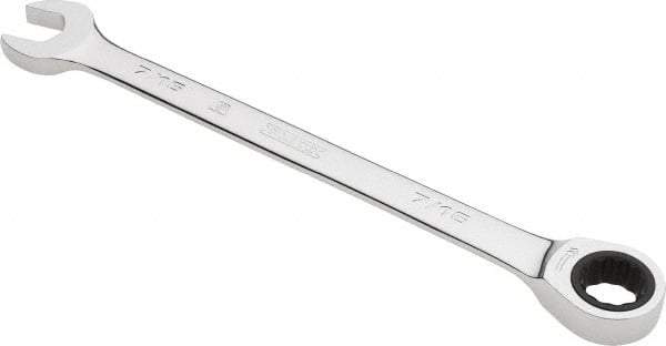 Proto - 7/16" 12 Point Combination Wrench - 0° Offset Angle, 6-1/2" OAL, Steel, Chrome Finish - USA Tool & Supply