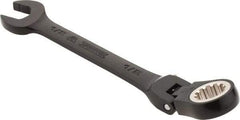 Proto - 1/2" 12 Point Flexhead Combination Wrench - 15° Offset Angle, 6" OAL, Steel, Black Chrome Finish - USA Tool & Supply