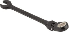 Proto - 3/8" 12 Point Flexhead Combination Wrench - 15° Offset Angle, 5" OAL, Steel, Black Chrome Finish - USA Tool & Supply