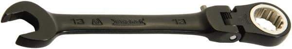 Proto - 11mm 12 Point Flexhead Combination Wrench - 15° Offset Angle, 5" OAL, Steel, Black Chrome Finish - USA Tool & Supply