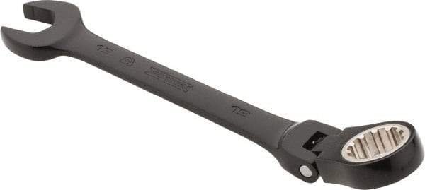 Proto - 19mm 12 Point Flexhead Combination Wrench - 15° Offset Angle, 8" OAL, Steel, Black Chrome Finish - USA Tool & Supply