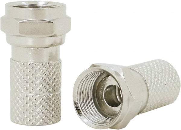 Ideal - Straight, F Type Crimp Coaxial Connector - Compatible with RG6, Brass Contact, Brass Body - USA Tool & Supply