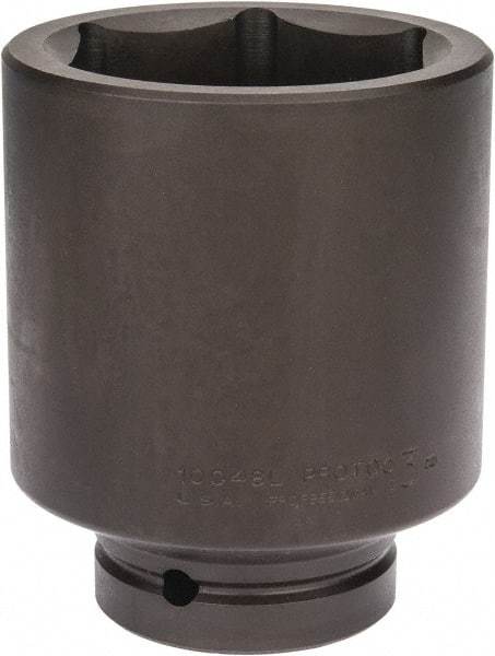 Proto - 1" Drive 3" Deep Impact Socket - 6 Points, 5" OAL - USA Tool & Supply