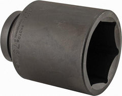 Proto - 1" Drive 75mm Deep Impact Socket - 6 Points, 5-1/4" OAL - USA Tool & Supply