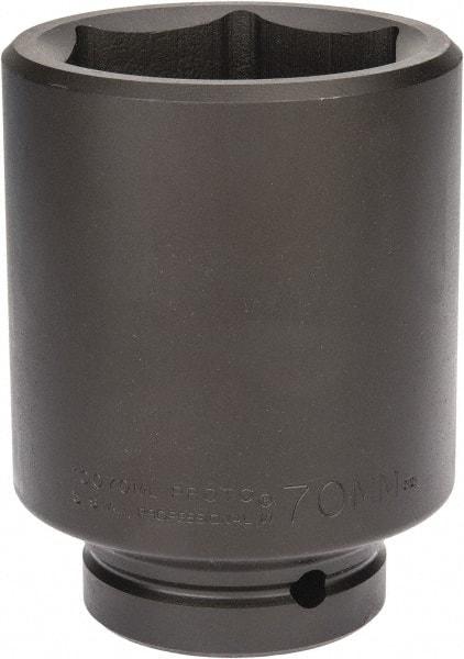 Proto - 1" Drive 70mm Deep Impact Socket - 6 Points, 5" OAL - USA Tool & Supply