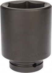 Proto - 1" Drive 70mm Deep Impact Socket - 6 Points, 5" OAL - USA Tool & Supply
