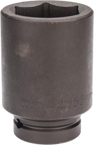 Proto - 1" Drive 55mm Deep Impact Socket - 6 Points, 4-1/2" OAL - USA Tool & Supply