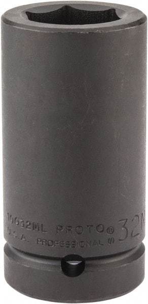 Proto - 1" Drive 32mm Deep Impact Socket - 6 Points, 4" OAL - USA Tool & Supply