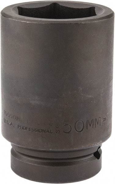 Proto - 1" Drive 50mm Deep Impact Socket - 6 Points, 4-1/4" OAL - USA Tool & Supply