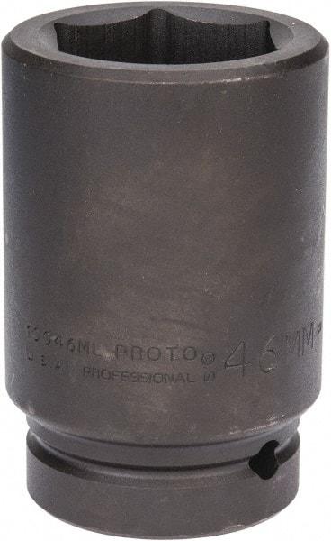 Proto - 1" Drive 46mm Deep Impact Socket - 6 Points, 4-1/8" OAL - USA Tool & Supply
