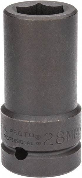 Proto - 1" Drive 28mm Deep Impact Socket - 6 Points, 4" OAL - USA Tool & Supply