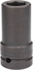 Proto - 1" Drive 28mm Deep Impact Socket - 6 Points, 4" OAL - USA Tool & Supply
