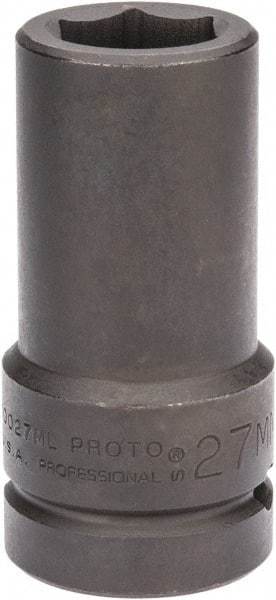 Proto - 1" Drive 27mm Deep Impact Socket - 6 Points, 4" OAL - USA Tool & Supply
