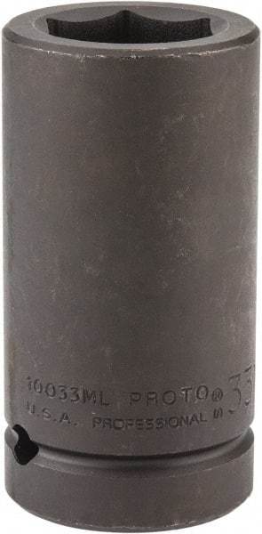 Proto - 1" Drive 33mm Deep Impact Socket - 6 Points, 4" OAL - USA Tool & Supply