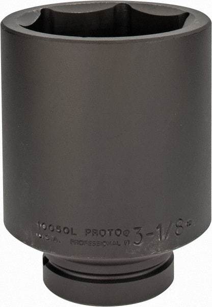 Proto - 1" Drive 3-1/8" Deep Impact Socket - 6 Points, 5-1/2" OAL - USA Tool & Supply