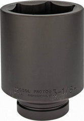 Proto - 1" Drive 3-1/8" Deep Impact Socket - 6 Points, 5-1/2" OAL - USA Tool & Supply
