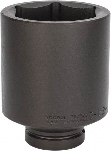 Proto - 1" Drive 3-1/2" Deep Impact Socket - 6 Points, 6" OAL - USA Tool & Supply