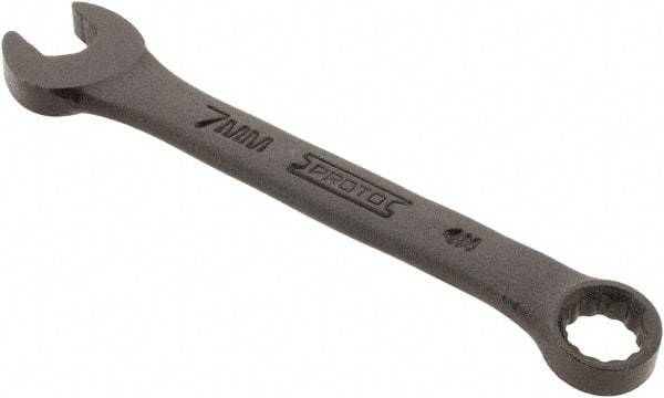 Proto - 7mm 12 Point Offset Combination Wrench - 15° Offset Angle, 3-3/8" OAL, Steel, Black Finish - USA Tool & Supply