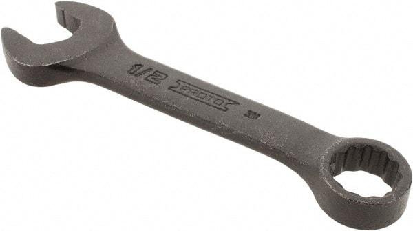 Proto - 1/2" 12 Point Offset Combination Wrench - 15° Offset Angle, 4-5/16" OAL, Steel, Black Finish - USA Tool & Supply