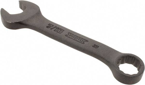 Proto - 7/16" 12 Point Offset Combination Wrench - 15° Offset Angle, 4-1/16" OAL, Steel, Black Finish - USA Tool & Supply