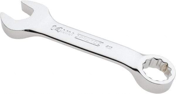 Proto - 14mm 12 Point Offset Combination Wrench - 15° Offset Angle, 4-1/2" OAL, Steel, Chrome Finish - USA Tool & Supply